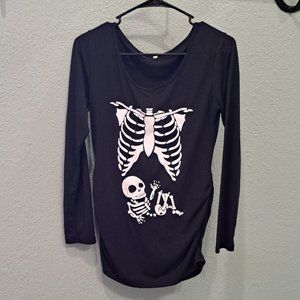 Halloween Skeleton Long Sleeve Maternity Shirt - Size S